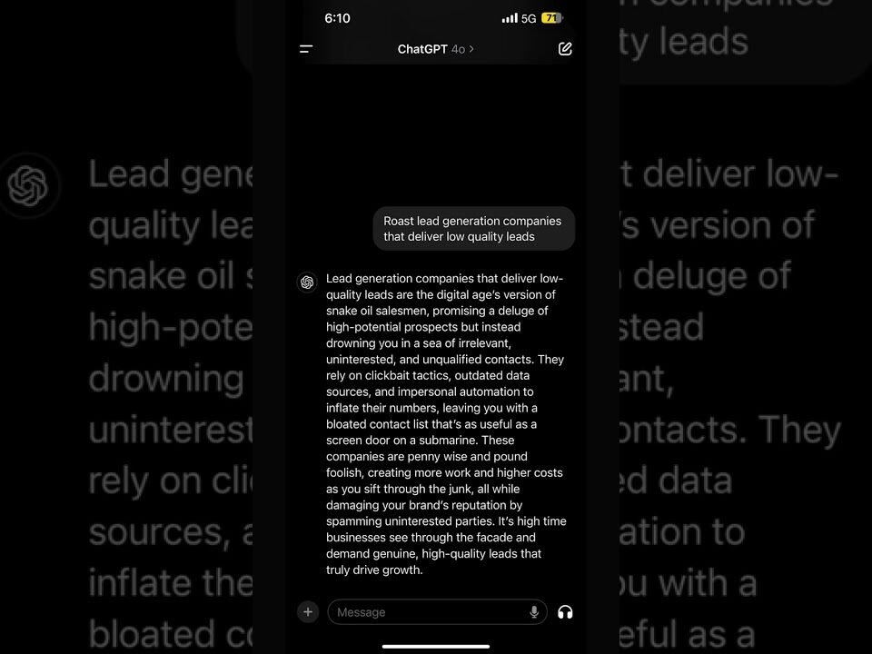 We asked ChatGPT to Roast Lead Gen Companies That Deliver Low Quality Leads